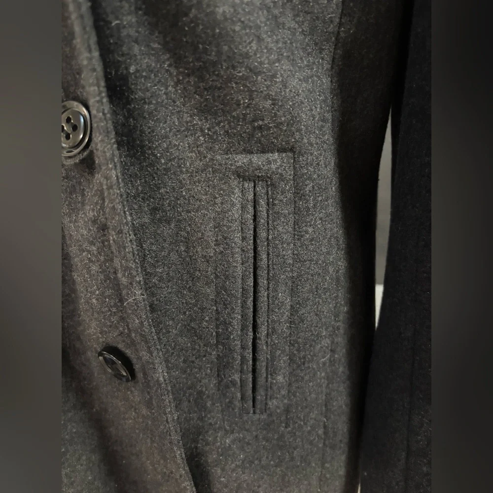 Covington women’s car length coat, grey wool blend, double breasted with hood - Picture 3 of 9